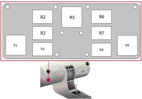 Caixa de fusíveis de relé do Audi TT 8J na cabine (antes de 05/2009).