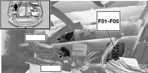 Fusível no compartimento do motor para veículos com motor diesel.