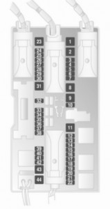 Tabela de atribuição dos fusíveis da variante A do Opel Astra H.
