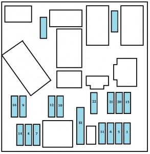Layout diferente da caixa de fusíveis do painel de instrumentos do Peugeot 206.