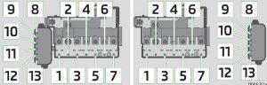 Caixa de fusíveis do motor para modelos fabricados em 2014.