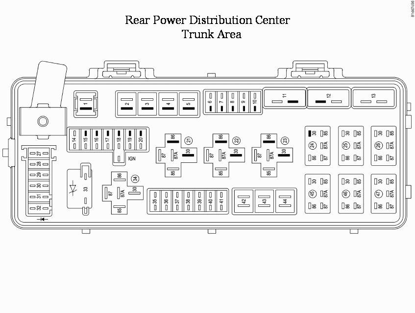 Localização do centro de distribuição de energia no compartimento de bagagem.