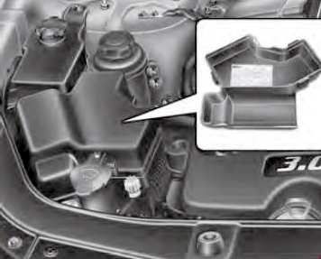 Caixa de fusíveis adicional instalada no lado direito do motor.