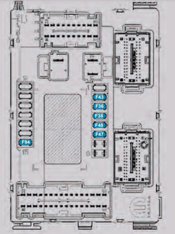 Caixa de fusíveis do painel de instrumentos do Fiat 500 (2022).