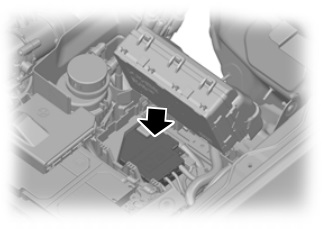 Localização da caixa de fusíveis nº 2, fixada ao polo positivo da bateria.
