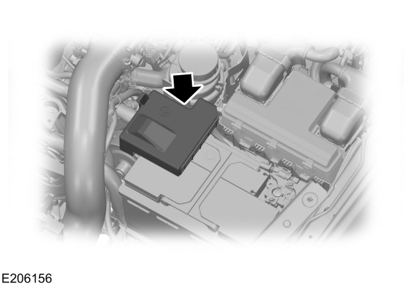 Diagrama do fusível auxiliar de alta corrente no compartimento do motor.