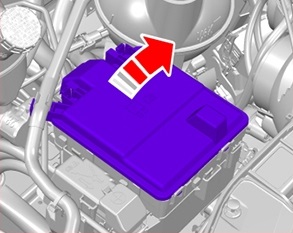 Localização da caixa de fusíveis no compartimento do motor para 2.0L Ecoblue e PHEV.