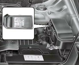 Caixa de fusíveis no compartimento do motor, perto da bateria.
