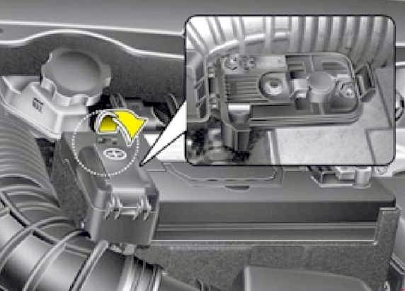 Fusível principal de alta potência no terminal positivo da bateria Hyundai ix35.