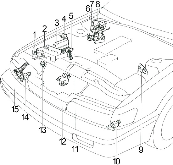 Motor do veículo, especificamente para os anos 1990-1992.