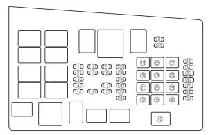 Diagrama do bloco de fusíveis do motor Mazda 6 (2005) para isqueiro.