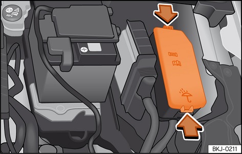 Fusíveis do compartimento do motor para o módulo de controlo Kessy.