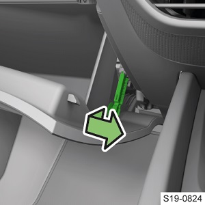 Localização do fusível 20 (USB frontal) no painel do Skoda Octavia iV.