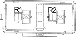 Diagrama da caixa de fusíveis do relé do ar condicionado duplo.