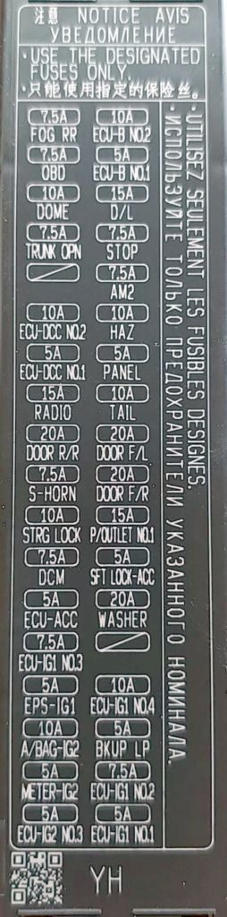 Compartimento de passageiros, mostrando a área inferior esquerda do painel.