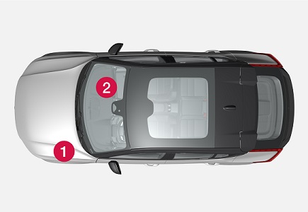 Diagrama detalhado da caixa de fusíveis do Volvo C40, destacando fusíveis do isqueiro.