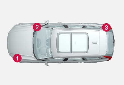 Diagrama detalhado da caixa de fusíveis do Volvo V90.